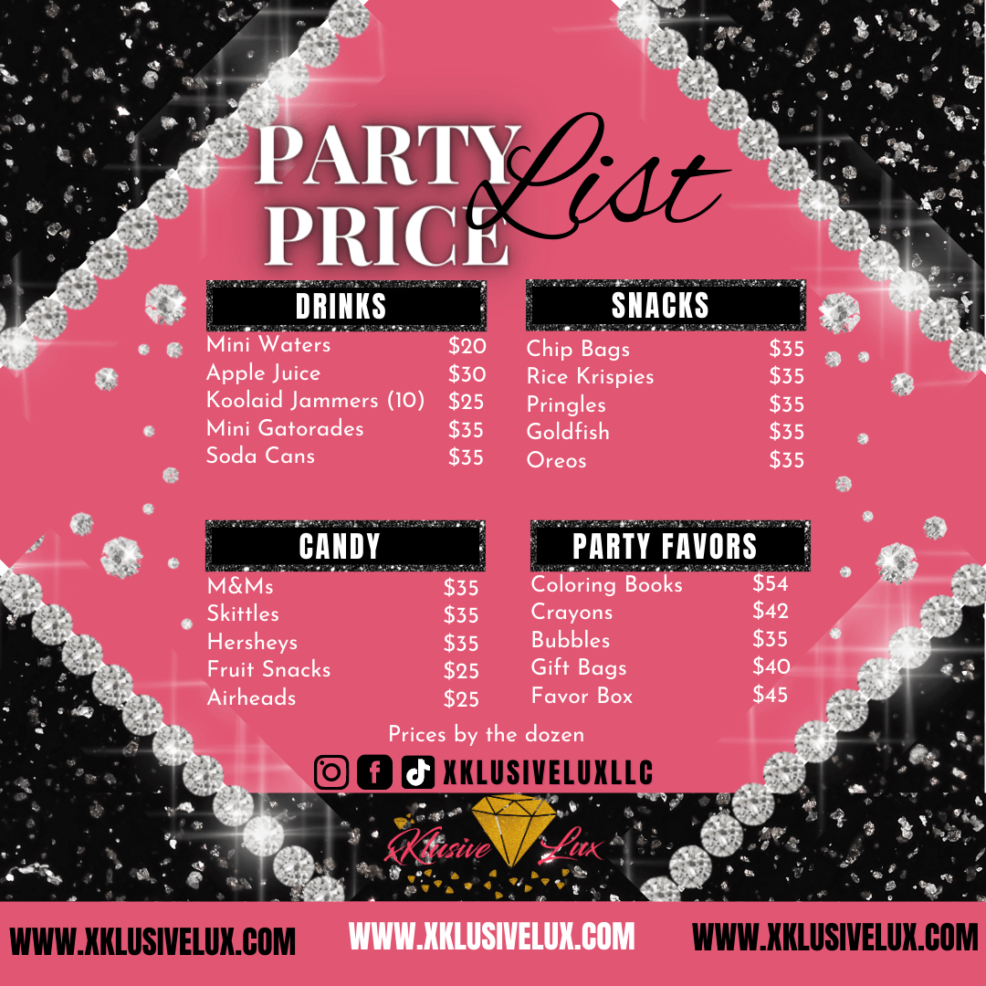 Custom Party Snacks & Favors - xKlusive Lux